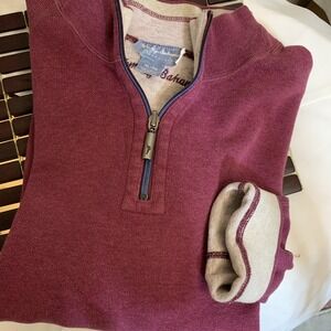 Tommy Bahama Sweater  Sweatshirt Mens‎ Burgandy XL Reversible Pullover 1/4 Zip